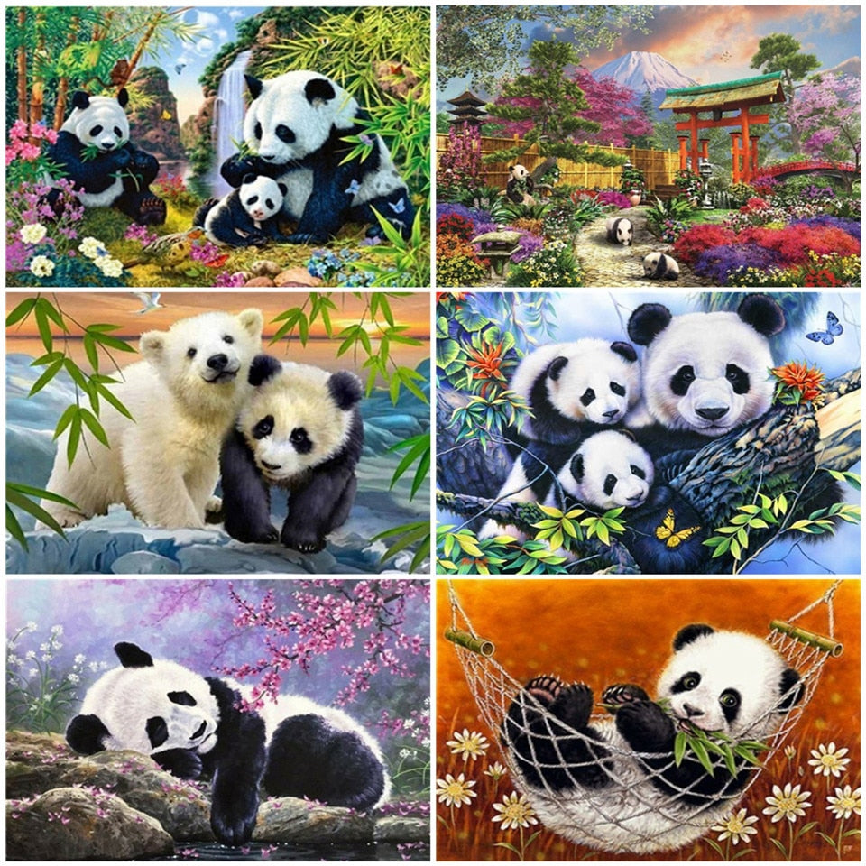 panda painting canvas
