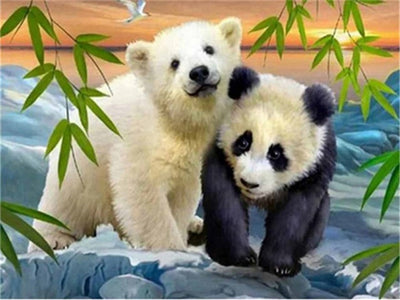 panda painting canvas