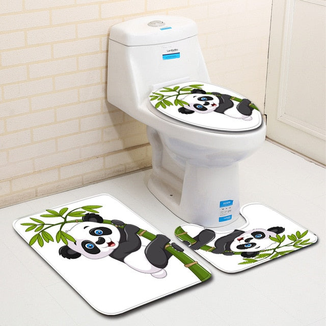 Cute Panda printed bathroom carpet